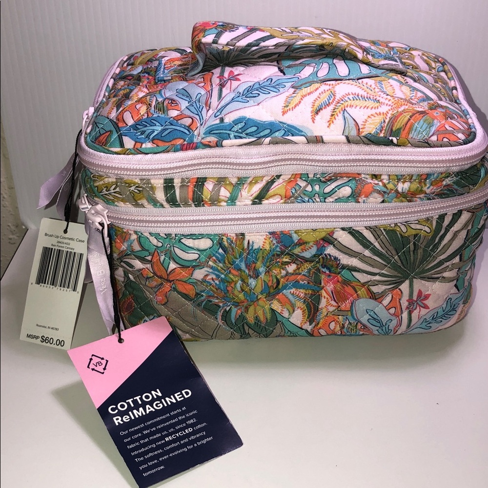 Vera Bradley brush up cosmetic case in rain forest canopy NEW